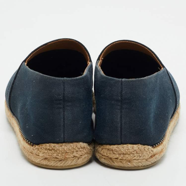 Pre Owned Christian Louboutin Navy Blue Canvas Cario Loubi Flat Olona Espadrilles Sneakers Size 41