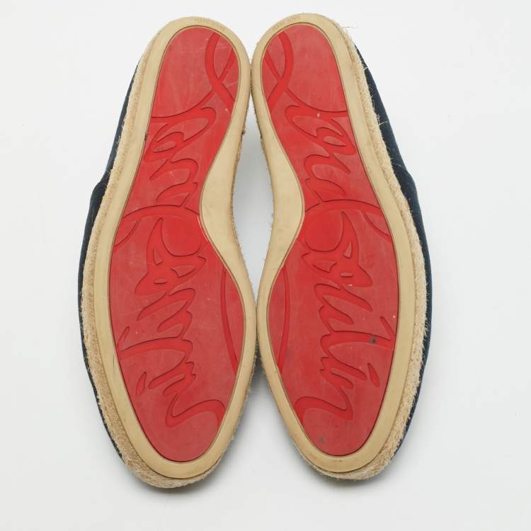 Pre Owned Christian Louboutin Navy Blue Canvas Cario Loubi Flat Olona Espadrilles Sneakers Size 41