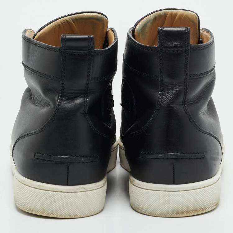 Pre Owned Christian Louboutin Black Leather Louis High Top Sneakers Size 42.5