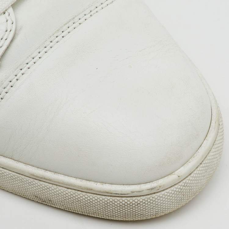 Pre Owned Christian Louboutin White Leather Louis Junior Low Top Sneakers Size 45