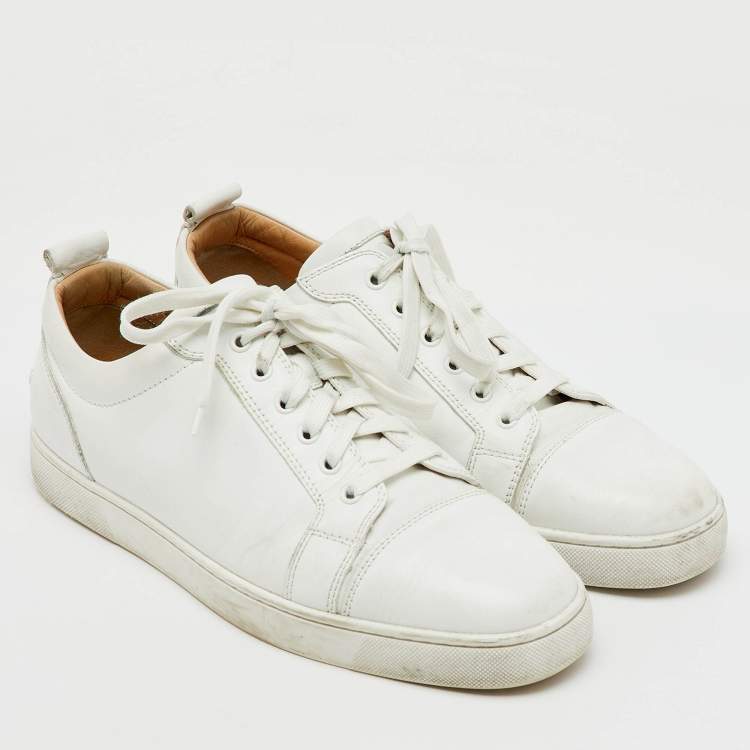 Pre Owned Christian Louboutin White Leather Louis Junior Low Top Sneakers Size 45