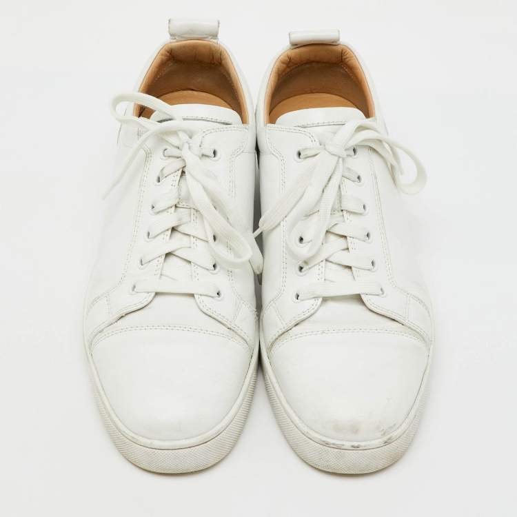 Pre Owned Christian Louboutin White Leather Louis Junior Low Top Sneakers Size 45