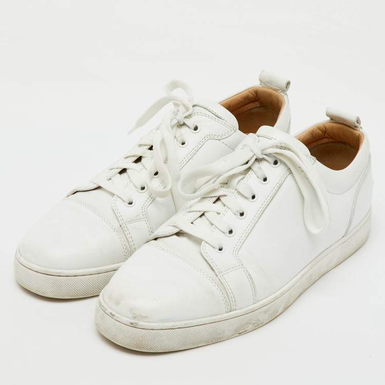 Pre Owned Christian Louboutin White Leather Louis Junior Low Top Sneakers Size 45
