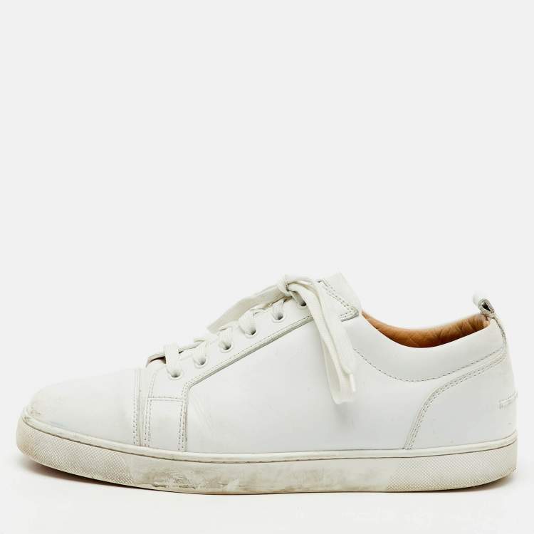 Pre Owned Christian Louboutin White Leather Louis Junior Low Top Sneakers Size 45