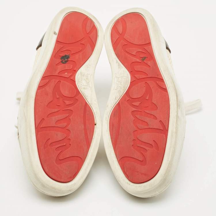 Pre Owned Christian Louboutin Multicolor Woven Fabric and Leather Junior Orlato Sneakers Size 40.5