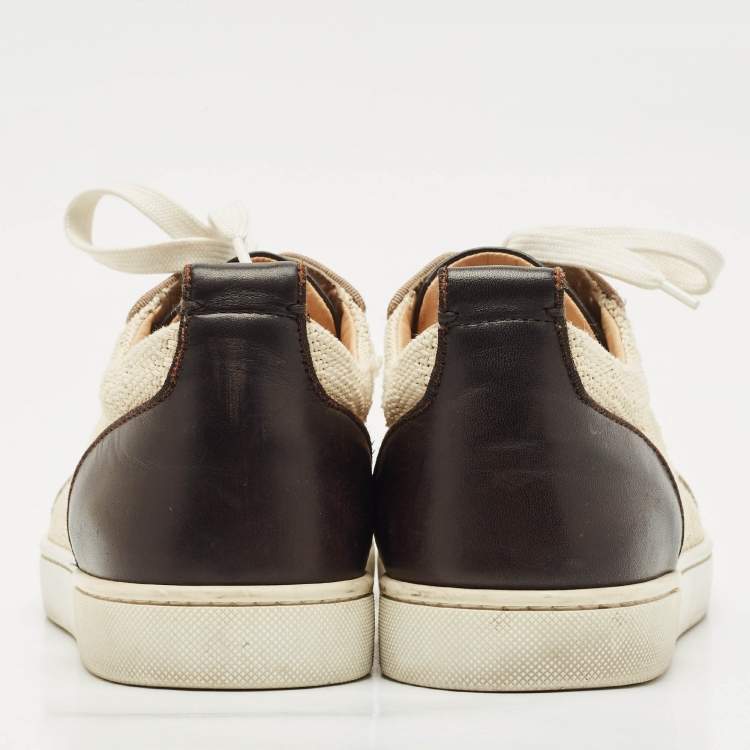 Pre Owned Christian Louboutin Multicolor Woven Fabric and Leather Junior Orlato Sneakers Size 40.5