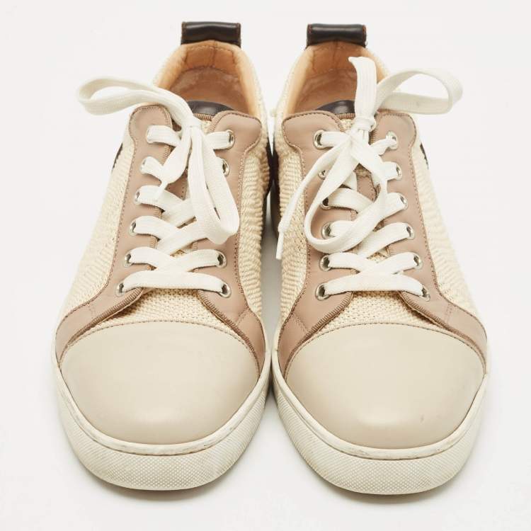 Pre Owned Christian Louboutin Multicolor Woven Fabric and Leather Junior Orlato Sneakers Size 40.5