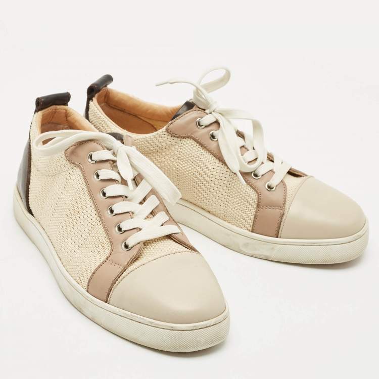 Pre Owned Christian Louboutin Multicolor Woven Fabric and Leather Junior Orlato Sneakers Size 40.5