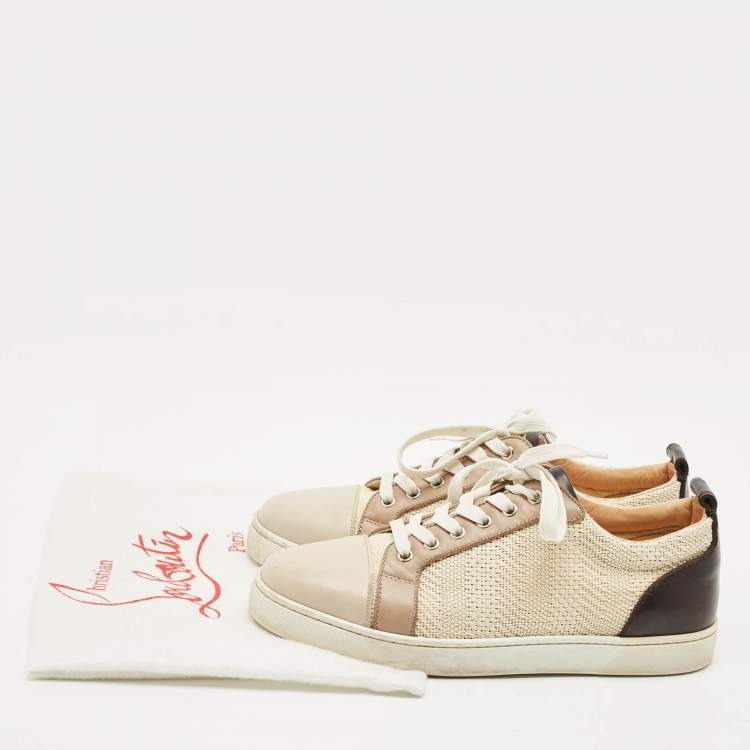 Pre Owned Christian Louboutin Multicolor Woven Fabric and Leather Junior Orlato Sneakers Size 40.5