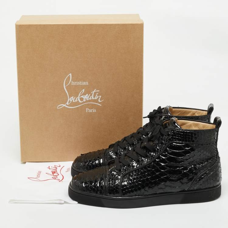 مملوكة مسبقًا Christian Louboutin Black Python Louis Orlato Sneakers Size 43