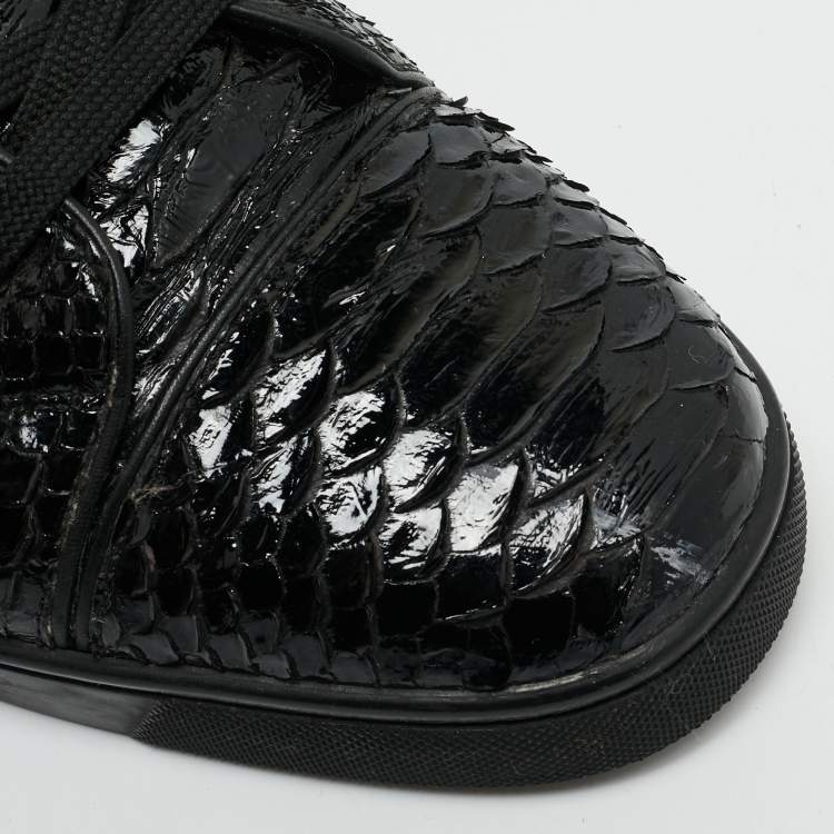 مملوكة مسبقًا Christian Louboutin Black Python Louis Orlato Sneakers Size 43