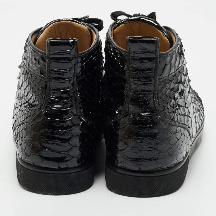 مملوكة مسبقًا Christian Louboutin Black Python Louis Orlato Sneakers Size 43