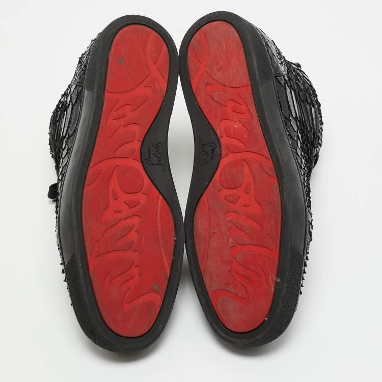 مملوكة مسبقًا Christian Louboutin Black Python Louis Orlato Sneakers Size 43