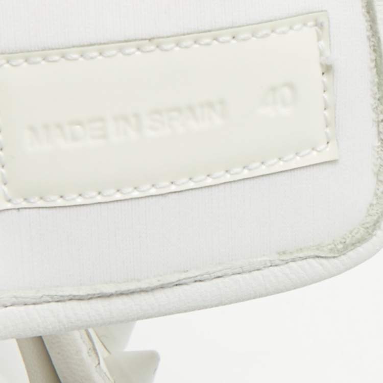 Pre Owned Christian Louboutin White Neoprene and Rubber Studs Slingback Sandals Size 40
