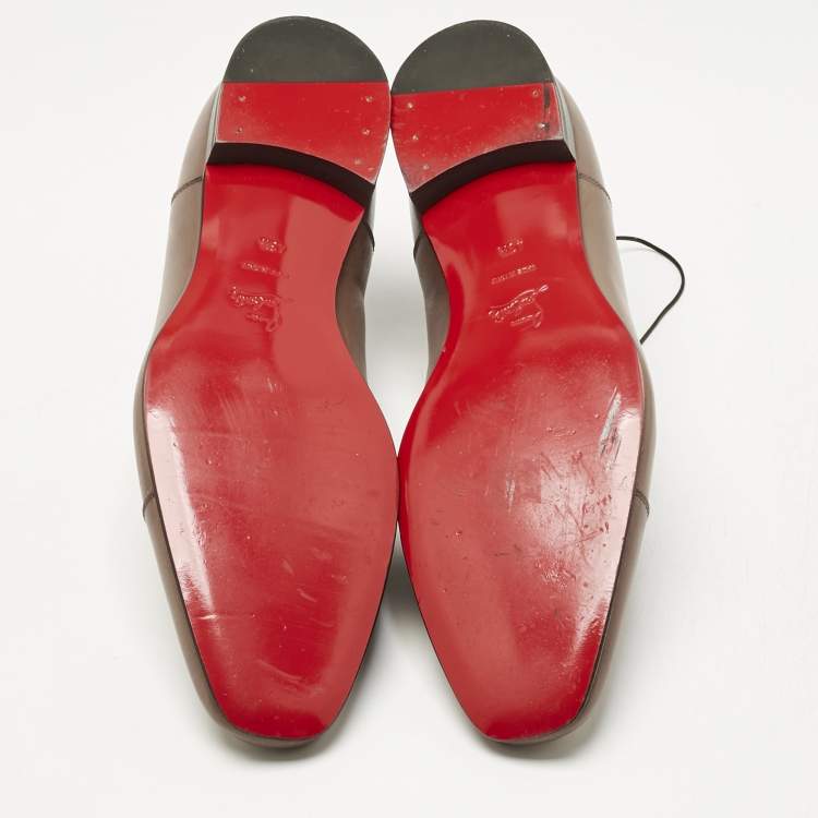 Pre Owned Christian Louboutin Brown Leather Greggo Oxfords Size 43.5