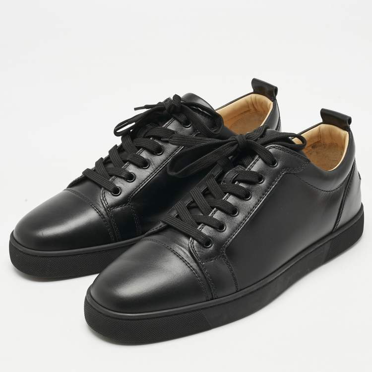 Pre Owned Christian Louboutin Black Leather Louis Junior Slip On Sneakers Size 43.5