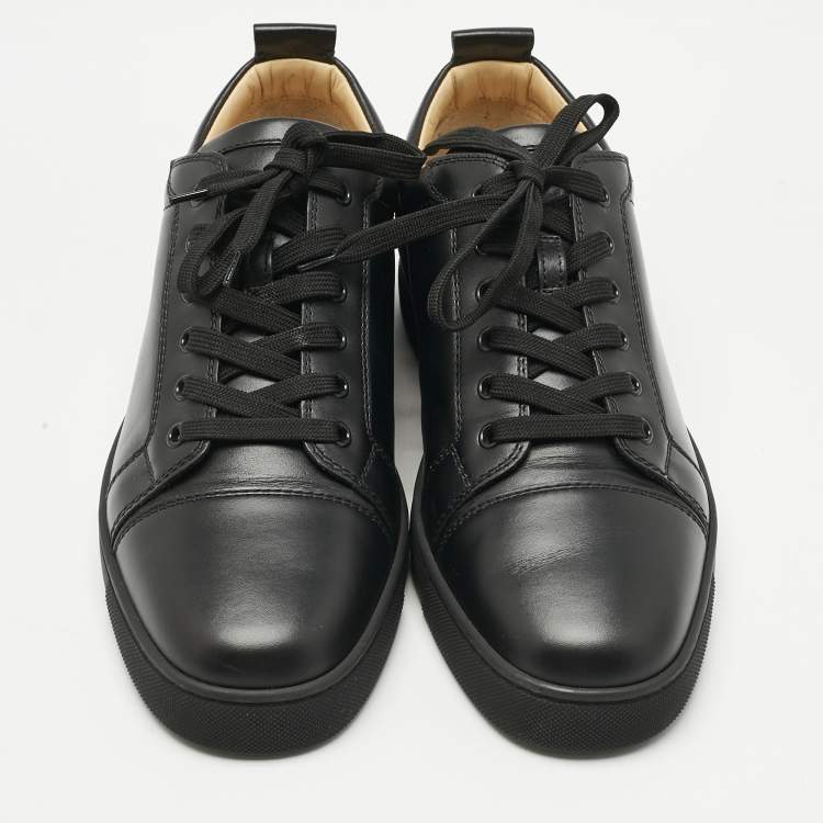 Pre Owned Christian Louboutin Black Leather Louis Junior Slip On Sneakers Size 43.5