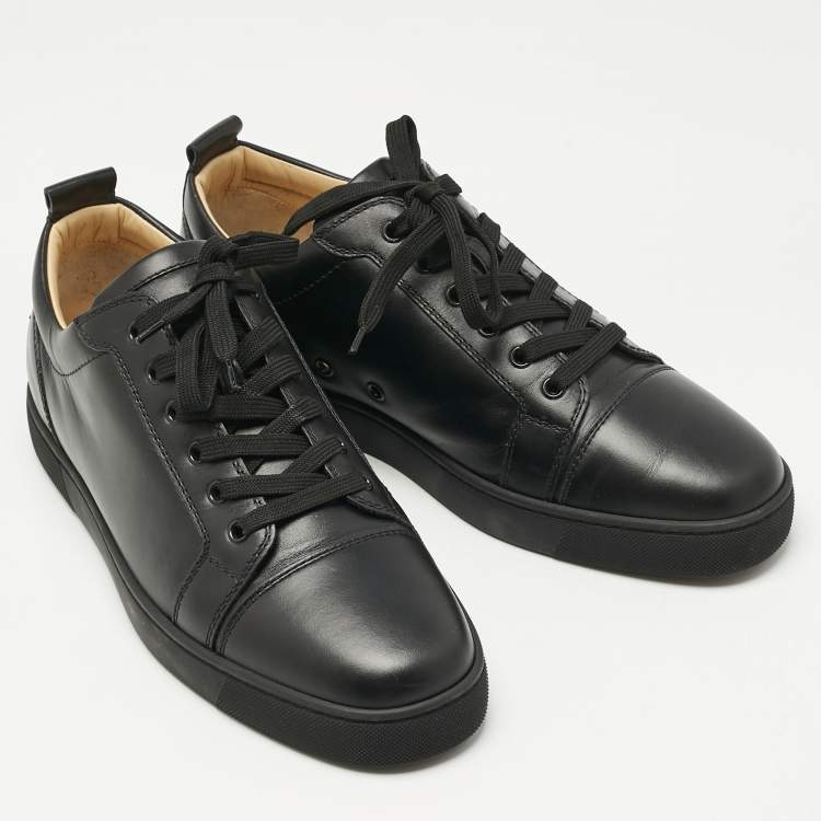 Pre Owned Christian Louboutin Black Leather Louis Junior Slip On Sneakers Size 43.5