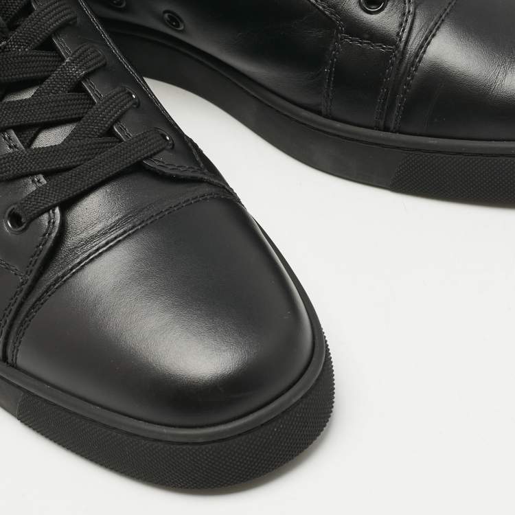 Pre Owned Christian Louboutin Black Leather Louis Junior Slip On Sneakers Size 43.5