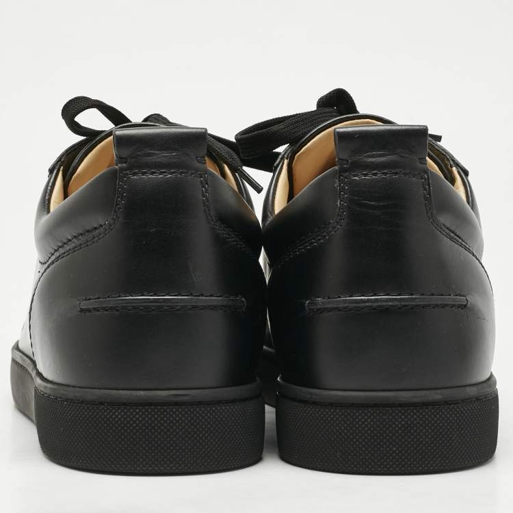 Pre Owned Christian Louboutin Black Leather Louis Junior Slip On Sneakers Size 43.5