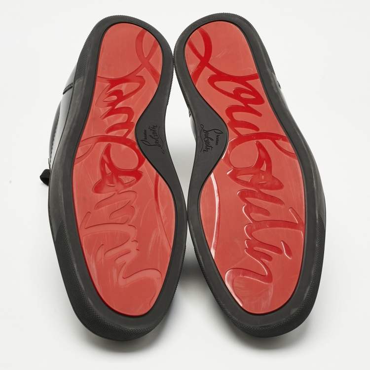 Pre Owned Christian Louboutin Black Leather Louis Junior Slip On Sneakers Size 43.5