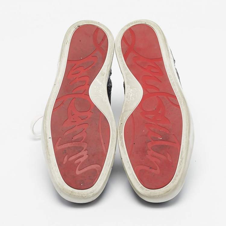 Pre Owned Christian Louboutin Multicolor Leather And Glitter Orlato High Top Sneakers Size 42.5
