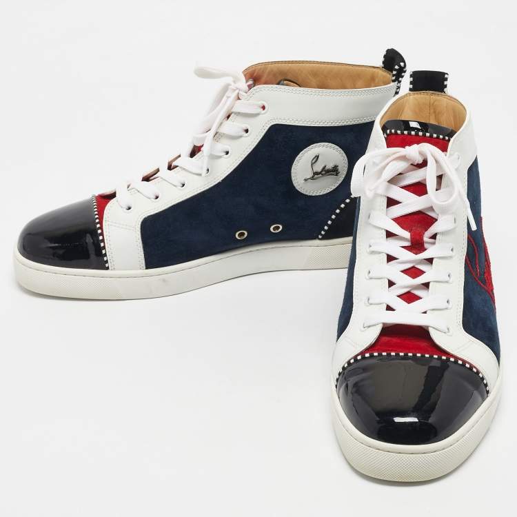 Pre Owned Christian Louboutin Multicolor Suede and Leather Louis High Top Sneakers Size 45
