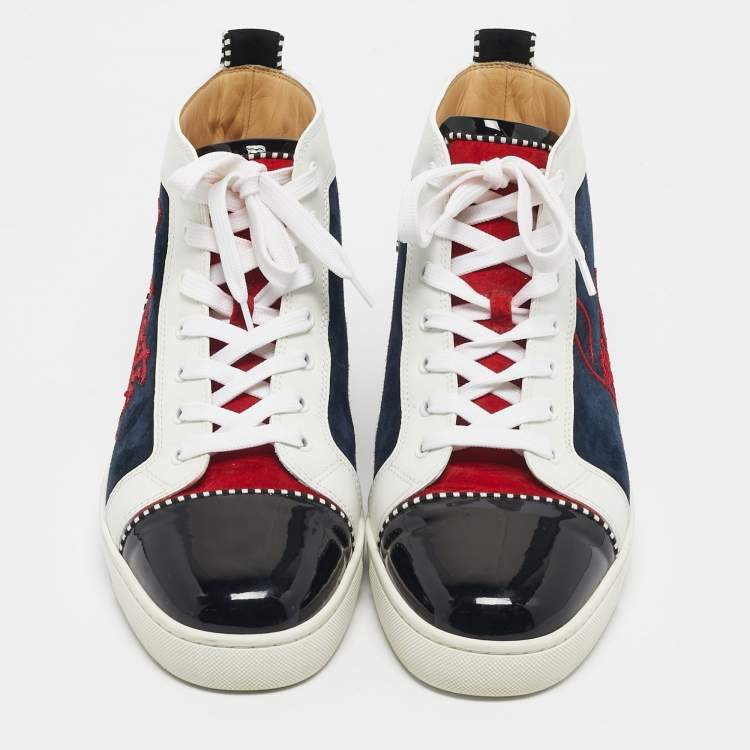 Pre Owned Christian Louboutin Multicolor Suede and Leather Louis High Top Sneakers Size 45
