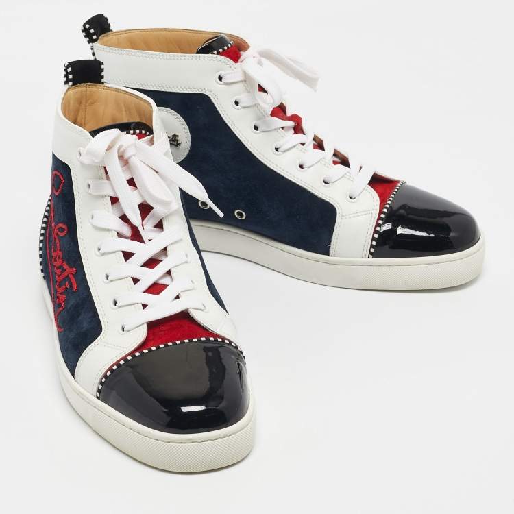 Pre Owned Christian Louboutin Multicolor Suede and Leather Louis High Top Sneakers Size 45