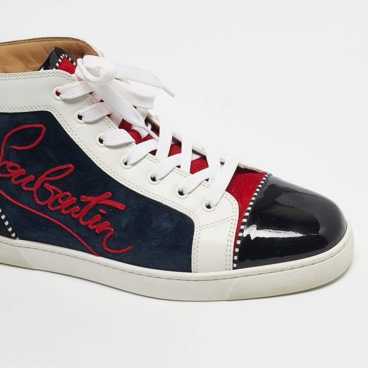 Pre Owned Christian Louboutin Multicolor Suede and Leather Louis High Top Sneakers Size 45