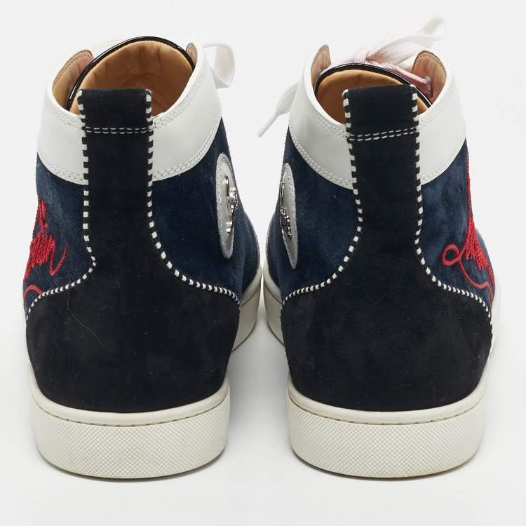 Pre Owned Christian Louboutin Multicolor Suede and Leather Louis High Top Sneakers Size 45