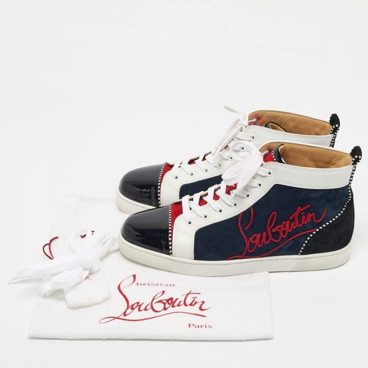 Pre Owned Christian Louboutin Multicolor Suede and Leather Louis High Top Sneakers Size 45