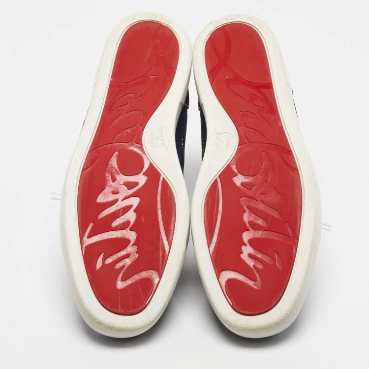 Pre Owned Christian Louboutin Multicolor Suede and Leather Louis High Top Sneakers Size 45