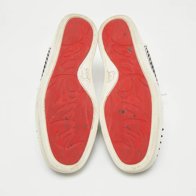 Pre Owned Christian Louboutin Multicolor Leather and Patent Louis Junior Spikes Lace Up Sneakers Size 43