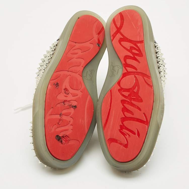 Pre Owned Christian Louboutin Metallic Leather Louis Junior High Top Sneakers Size 40