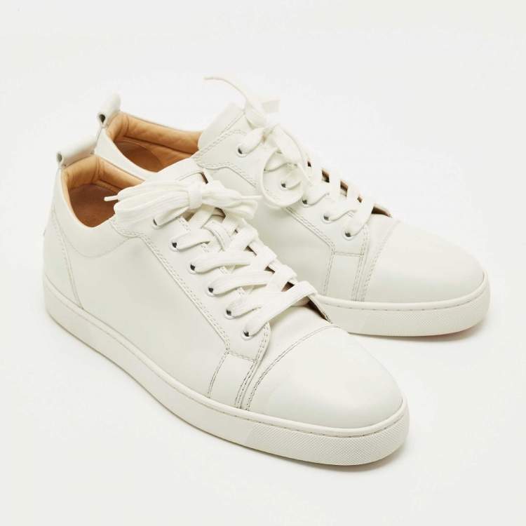 Pre Owned Christian Louboutin White Leather Louis Junior Sneakers Size 45