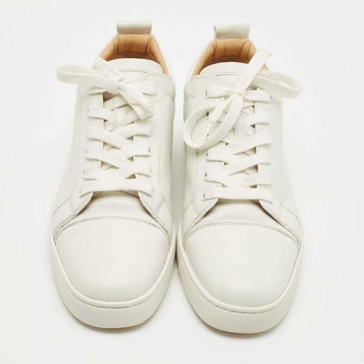 Pre Owned Christian Louboutin White Leather Louis Junior Sneakers Size 45
