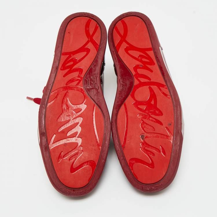 Pre Owned Christian Louboutin Red Patent Leather Louis Junior Sneakers Size 41