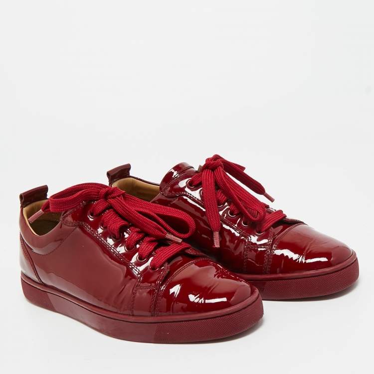 Pre Owned Christian Louboutin Red Patent Leather Louis Junior Sneakers Size 41