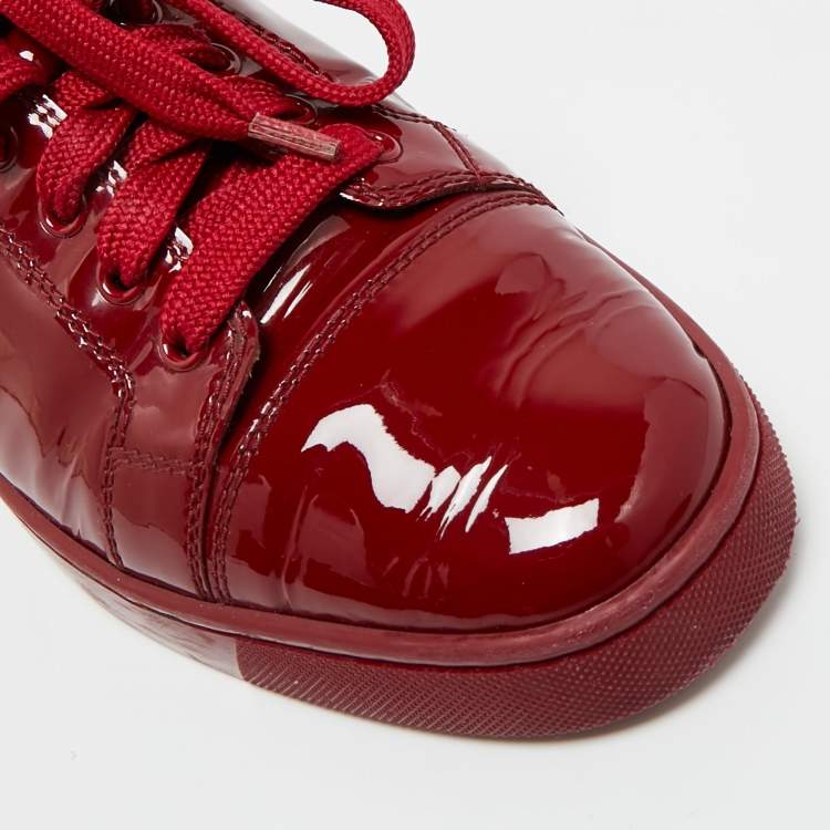 Pre Owned Christian Louboutin Red Patent Leather Louis Junior Sneakers Size 41
