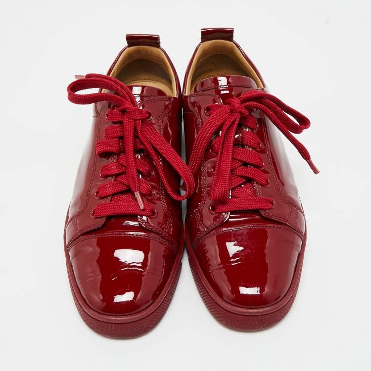 Pre Owned Christian Louboutin Red Patent Leather Louis Junior Sneakers Size 41