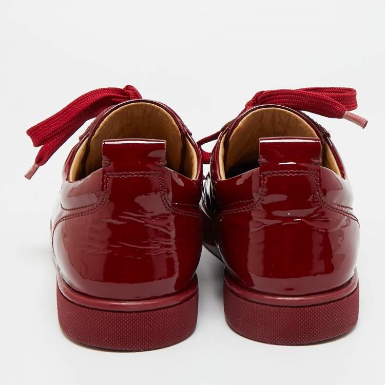 Pre Owned Christian Louboutin Red Patent Leather Louis Junior Sneakers Size 41