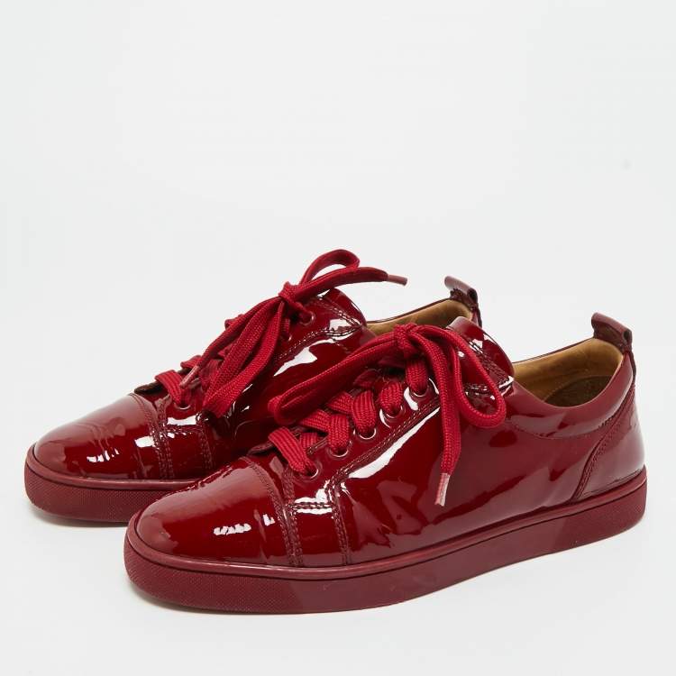Pre Owned Christian Louboutin Red Patent Leather Louis Junior Sneakers Size 41