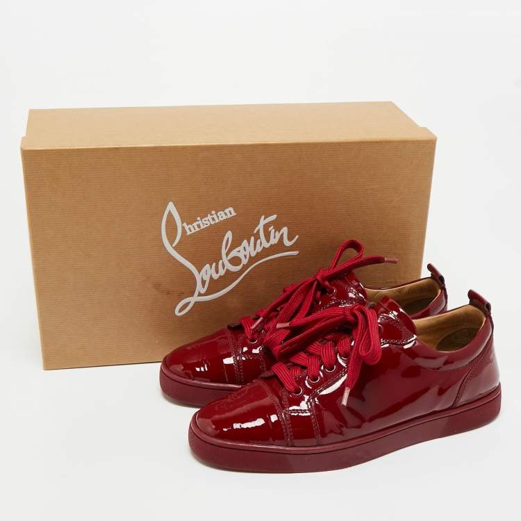 Pre Owned Christian Louboutin Red Patent Leather Louis Junior Sneakers Size 41