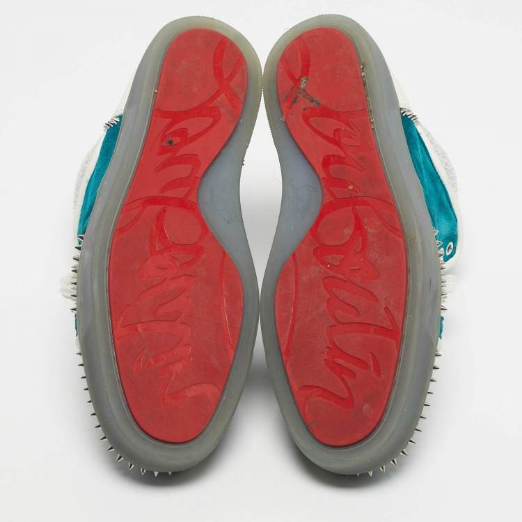 Pre Owned Christian Louboutin Multicolor Leather and Python Embossed Lou Pik Pik Orlato Sneakers Size 43