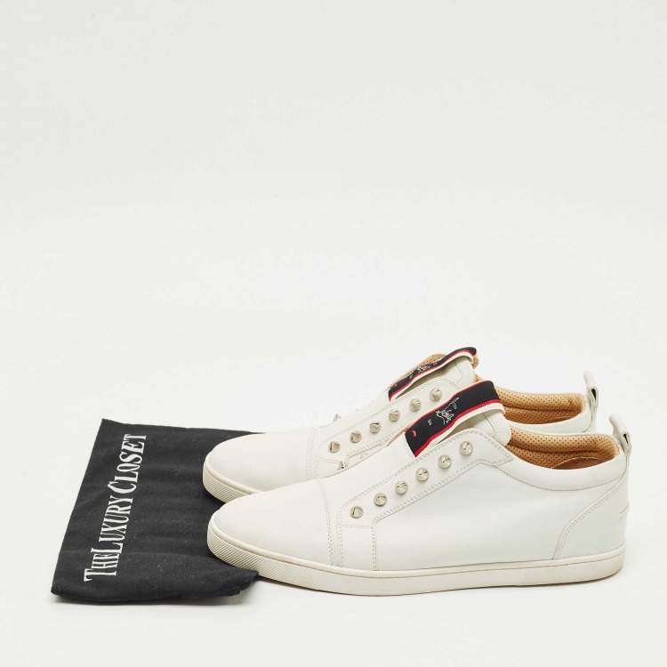 Pre Owned Christian Louboutin White Leather F.A.V Fique A Vontade Slip On Sneakers Size 43