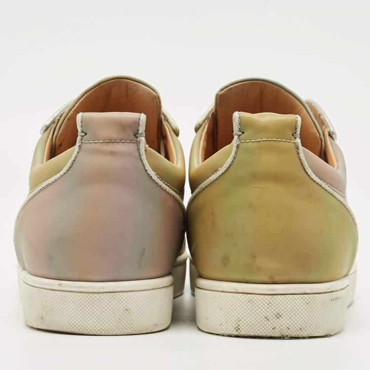 Pre Owned Christian Louboutin Iridescent PVC Louis Junior Spikes Low Top Sneakers Size 44