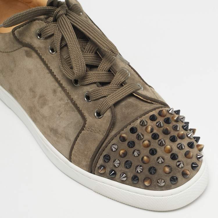 Pre Owned Christian Louboutin Olive Green Suede Seavaste 2 Orlato Sneakers Size 43