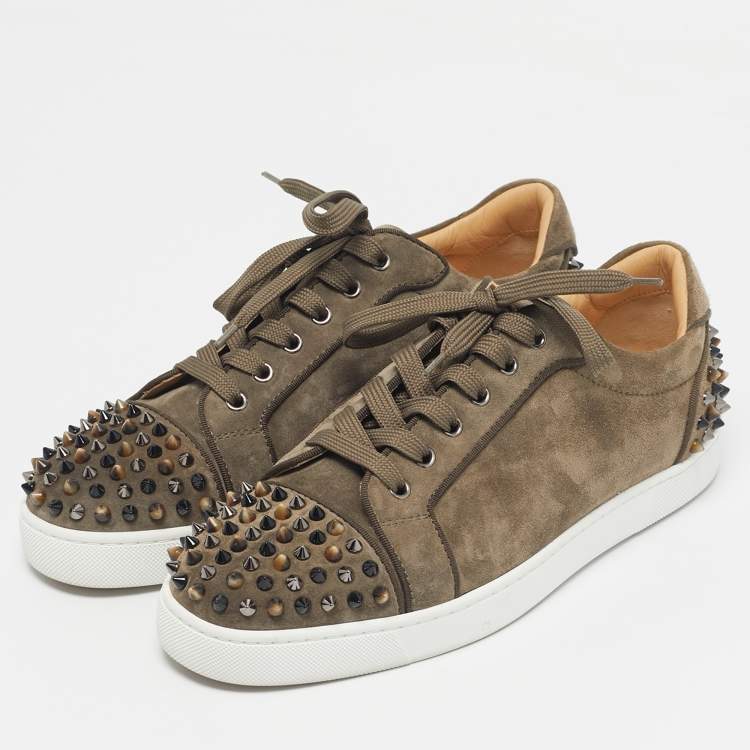 Pre Owned Christian Louboutin Olive Green Suede Seavaste 2 Orlato Sneakers Size 43