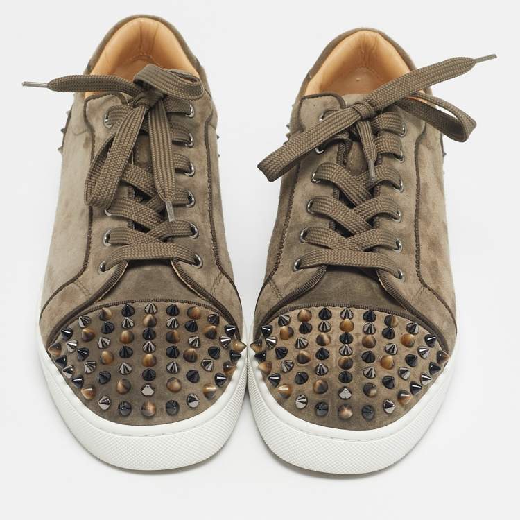Pre Owned Christian Louboutin Olive Green Suede Seavaste 2 Orlato Sneakers Size 43